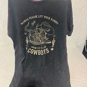Black Graphic Tee with Cowboy Design